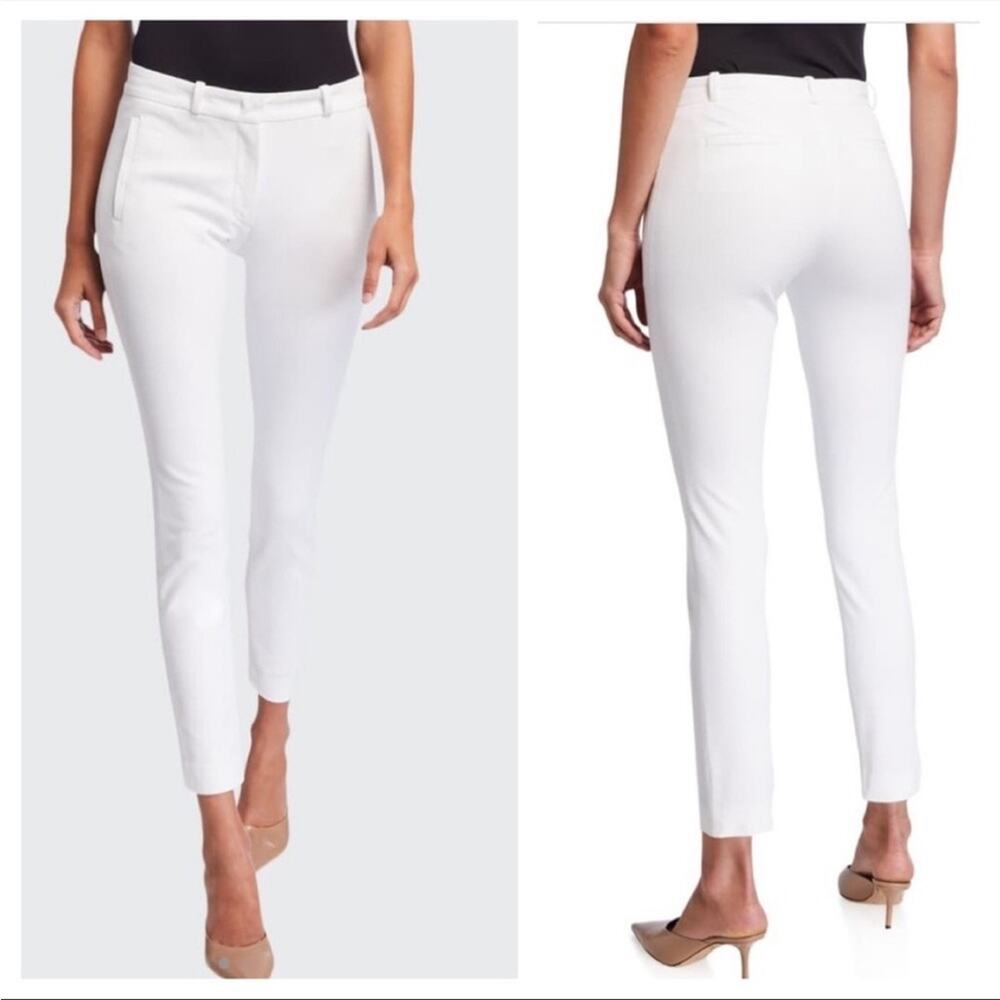 Joseph New Eliston Stretch-Gabardine Slim-Leg Trousers White Sz 6